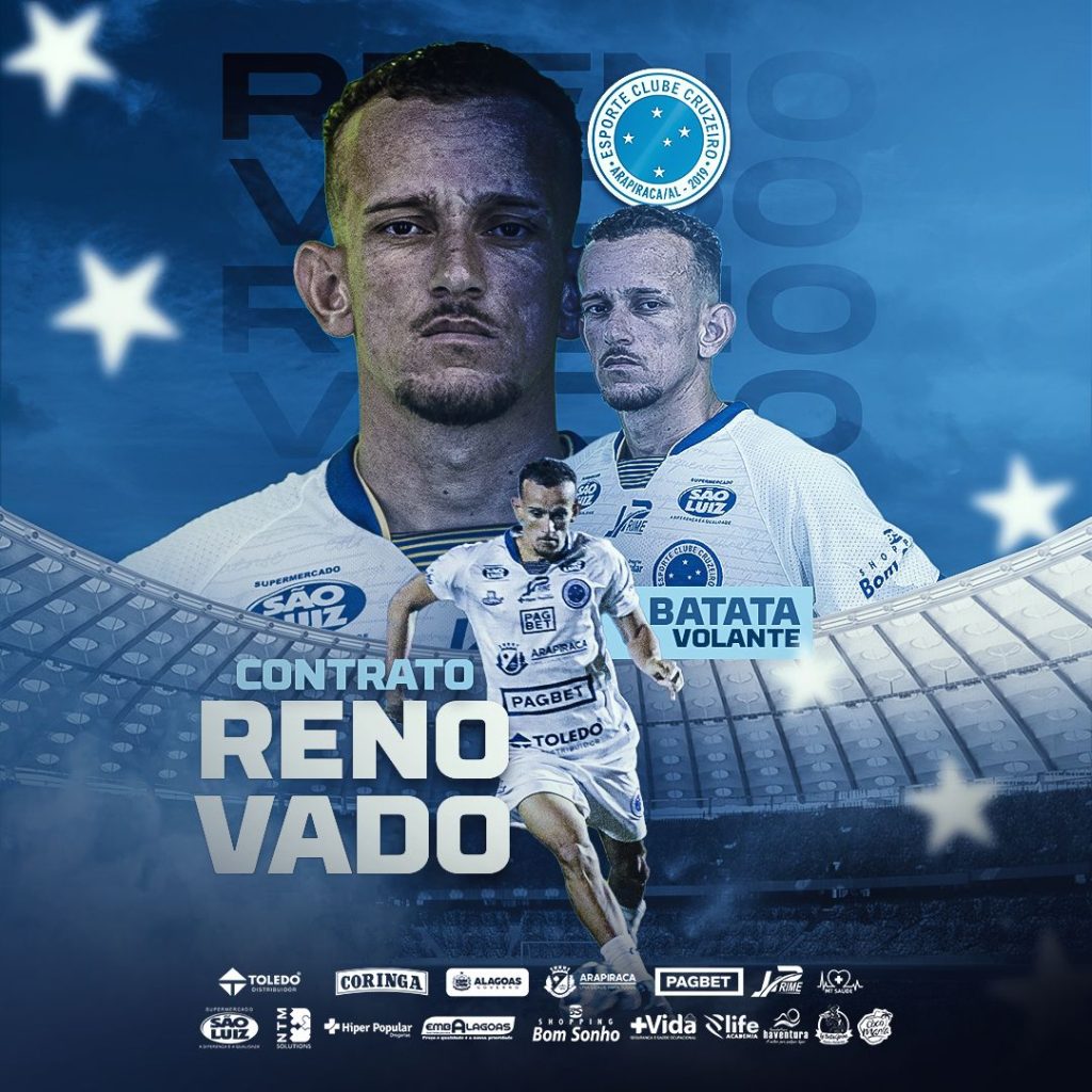 Cruzeiro acerta renovação contratual com o volante Batata; Até o momento, três já renovaram