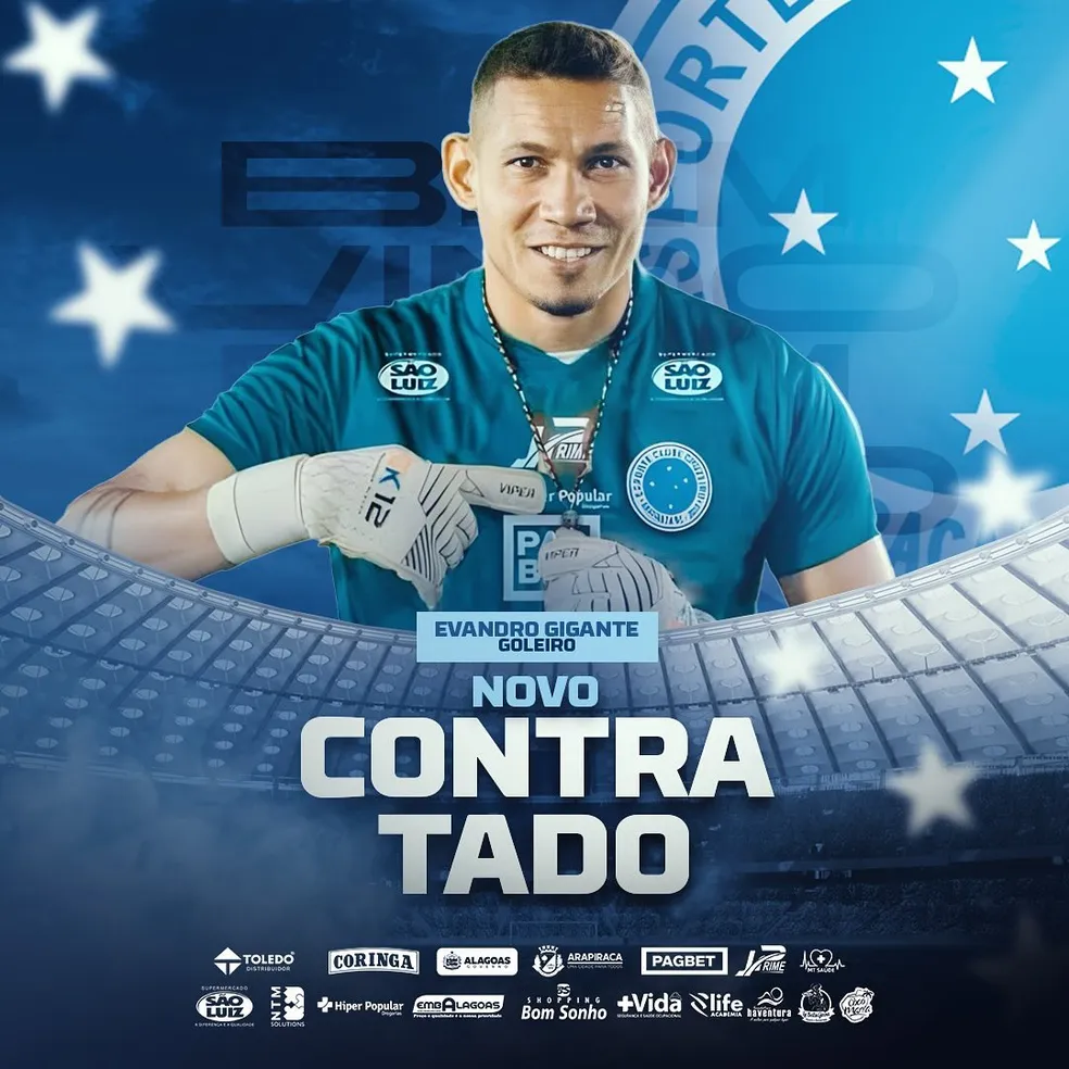 Cruzeiro anuncia a contratação do goleiro Evandro Gigante