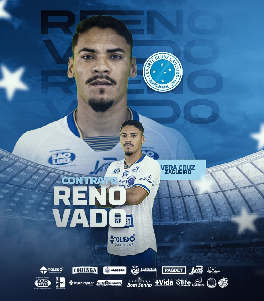 Cruzeiro de Arapiraca anuncia renovação de contrato do zagueiro Vera Cruz